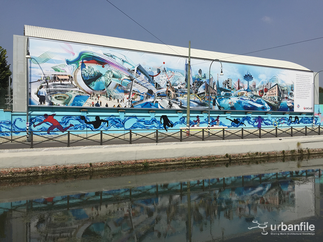 Murale realizzato dall’inglese James Dawes sulla parete dell’edificio della società canottieri di Milano - Photo credits UrbanLife